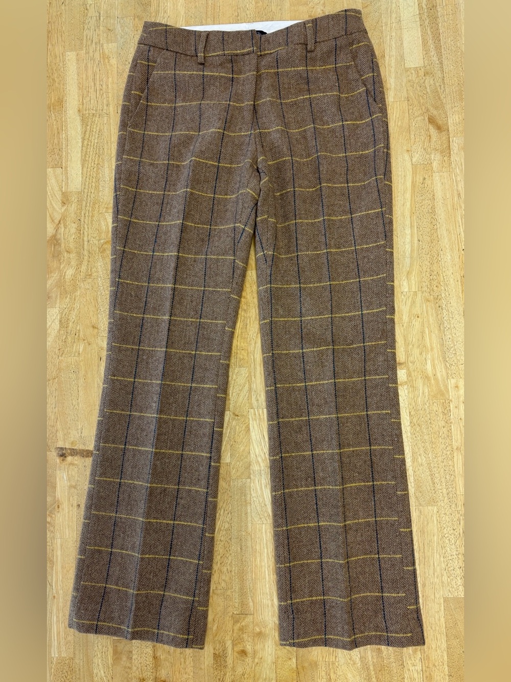 VTG Chadwicks of Boston Brown Plaid Wool Dress Pants Trousers Lined Academia 8